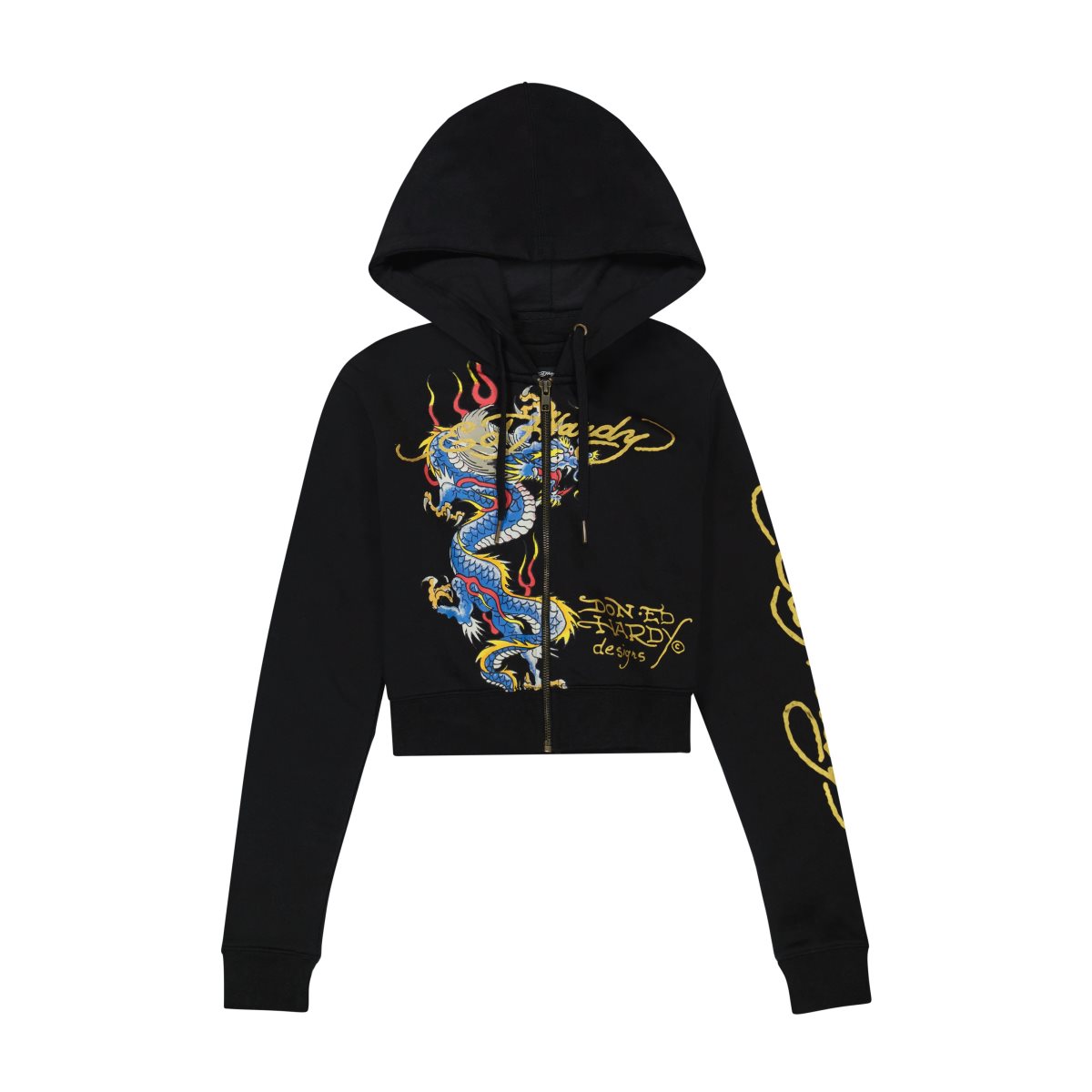 Spodnie Ed Hardy Cropped Dragon Hoodie Damskie Czarne | KNELXC645